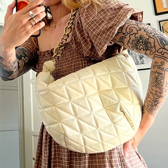 Zara cream leather and chain quilted bag - Picture 5 of 7